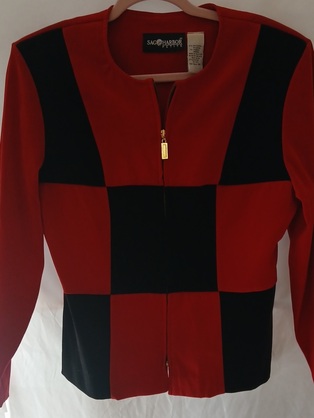 Sag Harbor Red and Black Checkerboard Zip Jacket